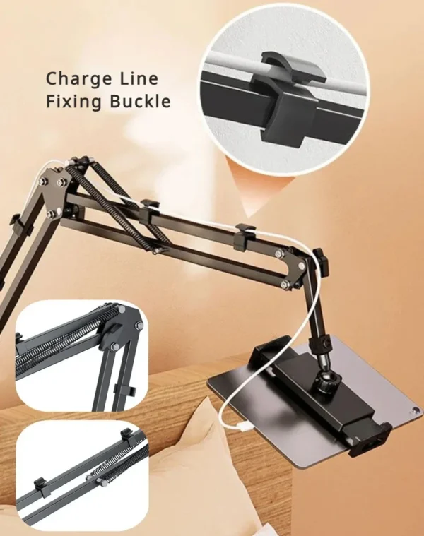 Foldable Cell Phone Tablet Holder for Bed Sofa Desktop 360° Swivel Metal Arm Clamp Mount for IPad Air Pro 4.7-12.9" Devices - Image 5