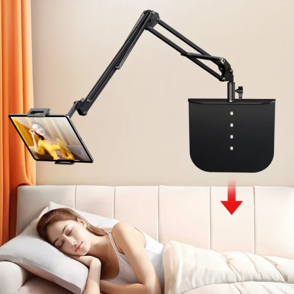 Foldable Cell Phone Tablet Holder for Bed Sofa Desktop 360° Swivel Metal Arm Clamp Mount for IPad Air Pro 4.7-12.9" Devices - Image 2