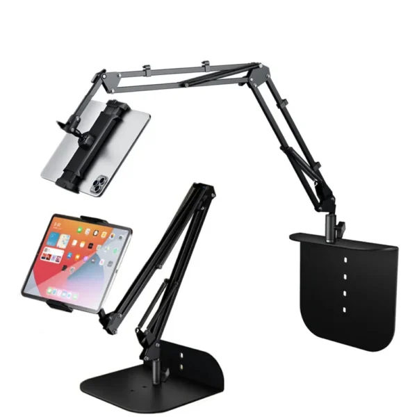 Foldable Cell Phone Tablet Holder for Bed Sofa Desktop 360° Swivel Metal Arm Clamp Mount for IPad Air Pro 4.7-12.9" Devices