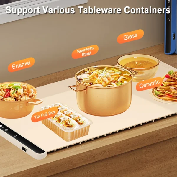 Electric Warming Tray Food Warmer Plate Foldable Portable Smart Food Fast Heating Mat Electric Warming Tray with 3 Tem Setting - Image 5